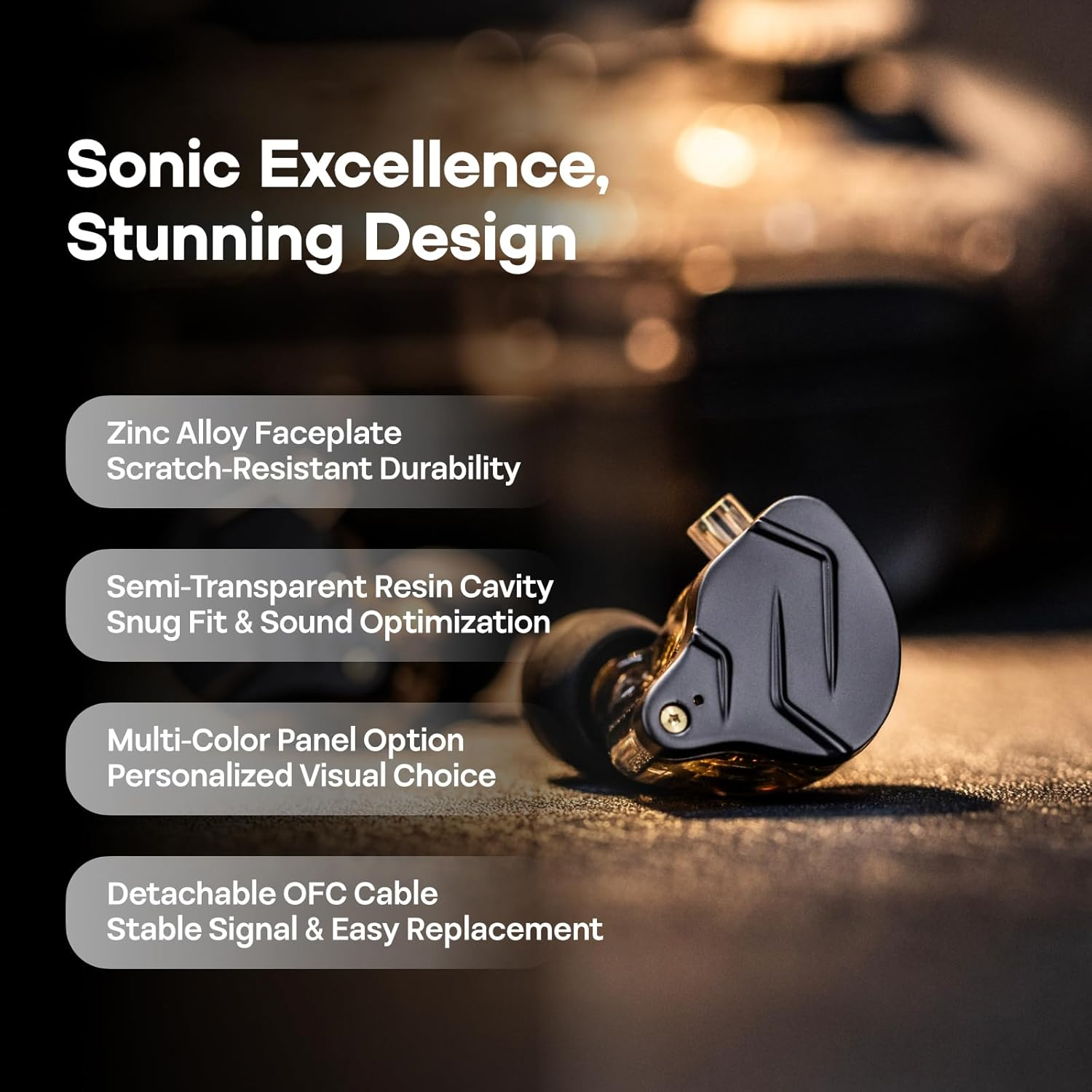 Linsoul KZ ZSN Pro Dual Driver 1BA+1DD Hybrid Metal Earphones Hifi In-Ear Monitor with Detachable Recessed 2Pin Cable, Zin Alloy Panel (Without Mic, Blue) image number 4