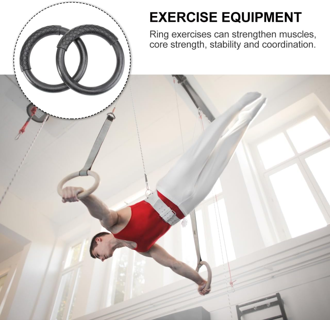 Mipcase Gymnastic Ring: Pull up Exercise Rings Pilates Rings Workout Rings, Outdoor Indoor Calisthenics Rings for Fitness Body Workout image number 4