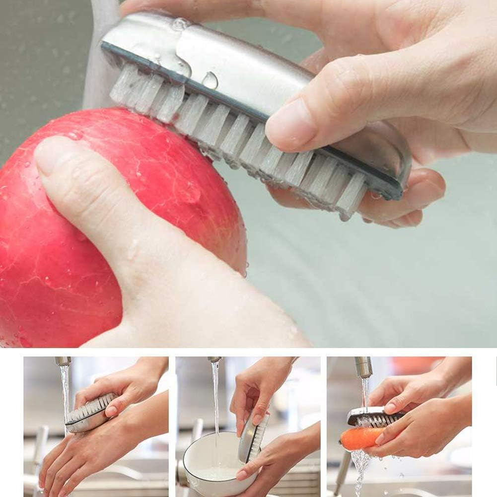 Hand and Nail Brush Cleaner,Stainless Steel Soap, Fingernail Toe Cleaning Scrubbing Brushes & Help Eliminating Smells Absorb Odor (Silver) image number 3