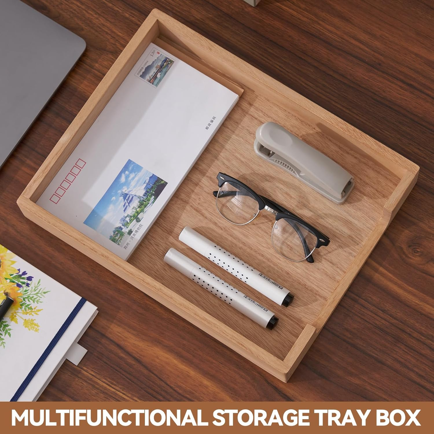 Kirigen Wood Letter-Size Tray Single-Tier (TP-NA)- Wooden Tones Collection Front-Load Documents Tray for Office Desktop Organizer - Desk Magazine, File, Folder, Paper Holder Natural image number 1