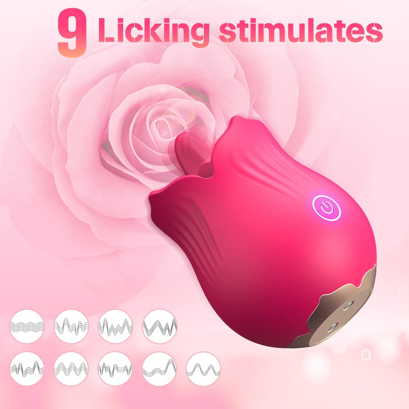 Rose Toys Vibrator for Women, Tongue Licking Clitoral Vibrator with 9 Stimulating Modes, Swing Tongue Nipple Clitoris Sexual Stimulator for Women Pleasure, Licker Adults Toys image number 3