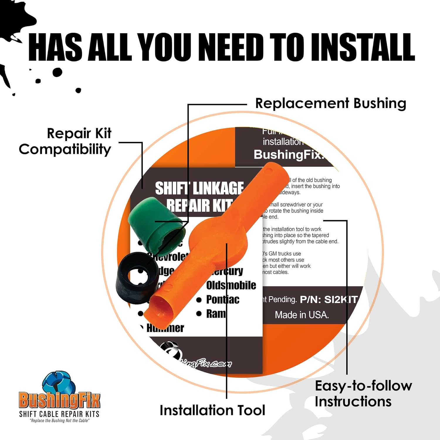 Bushing Fix Si2Kit - Automatic Transmission Shift Cable Bushing Repair Kit image number 3