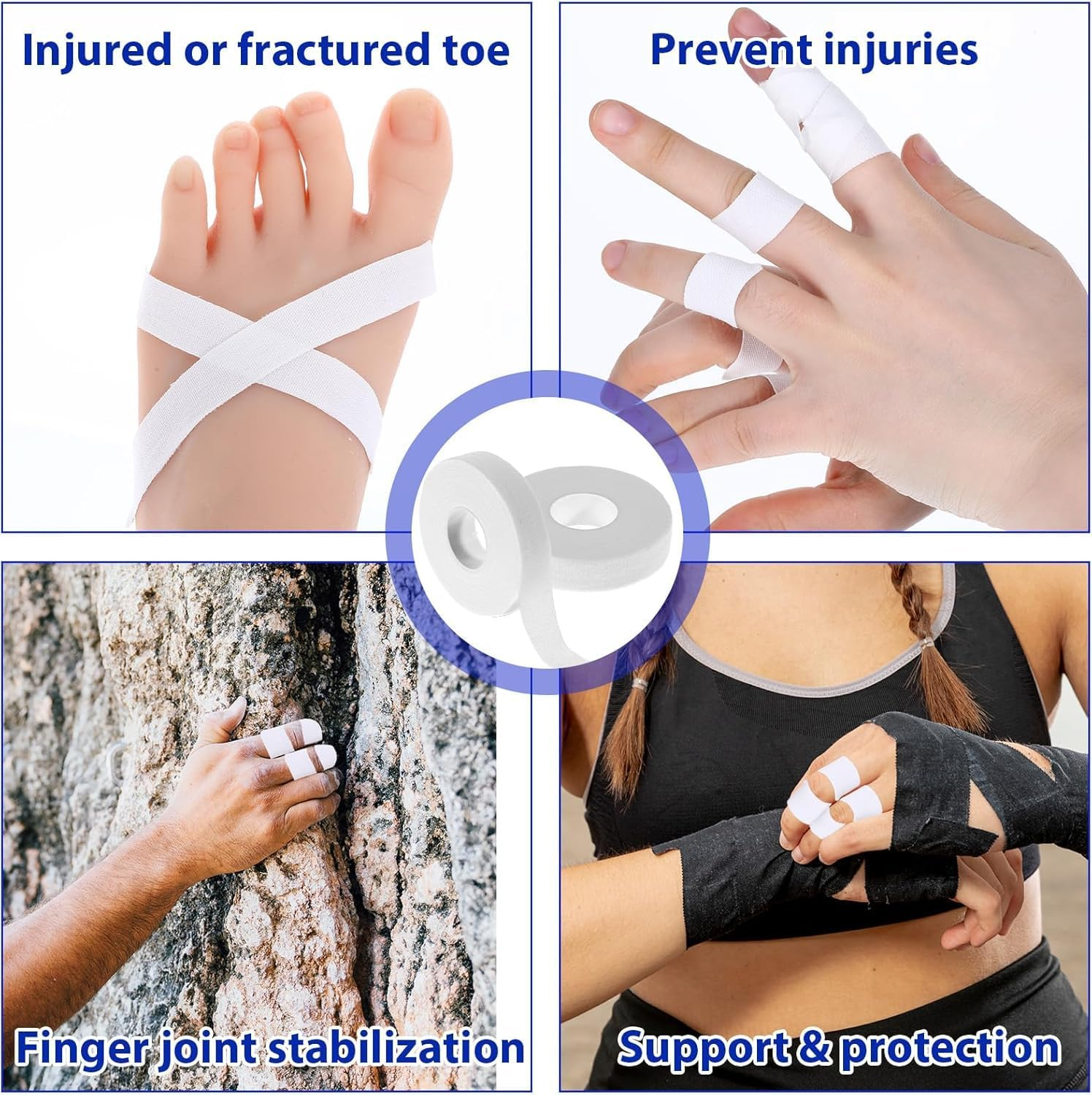 White Sports Finger Tape, 4 Roll White Athletic Sports Fingers Wrap Tape, White Athletic Finger Sports Tape Fingers Wrap, Self Adherent White Sports Finger Strip Rolls for Outdoor image number 3