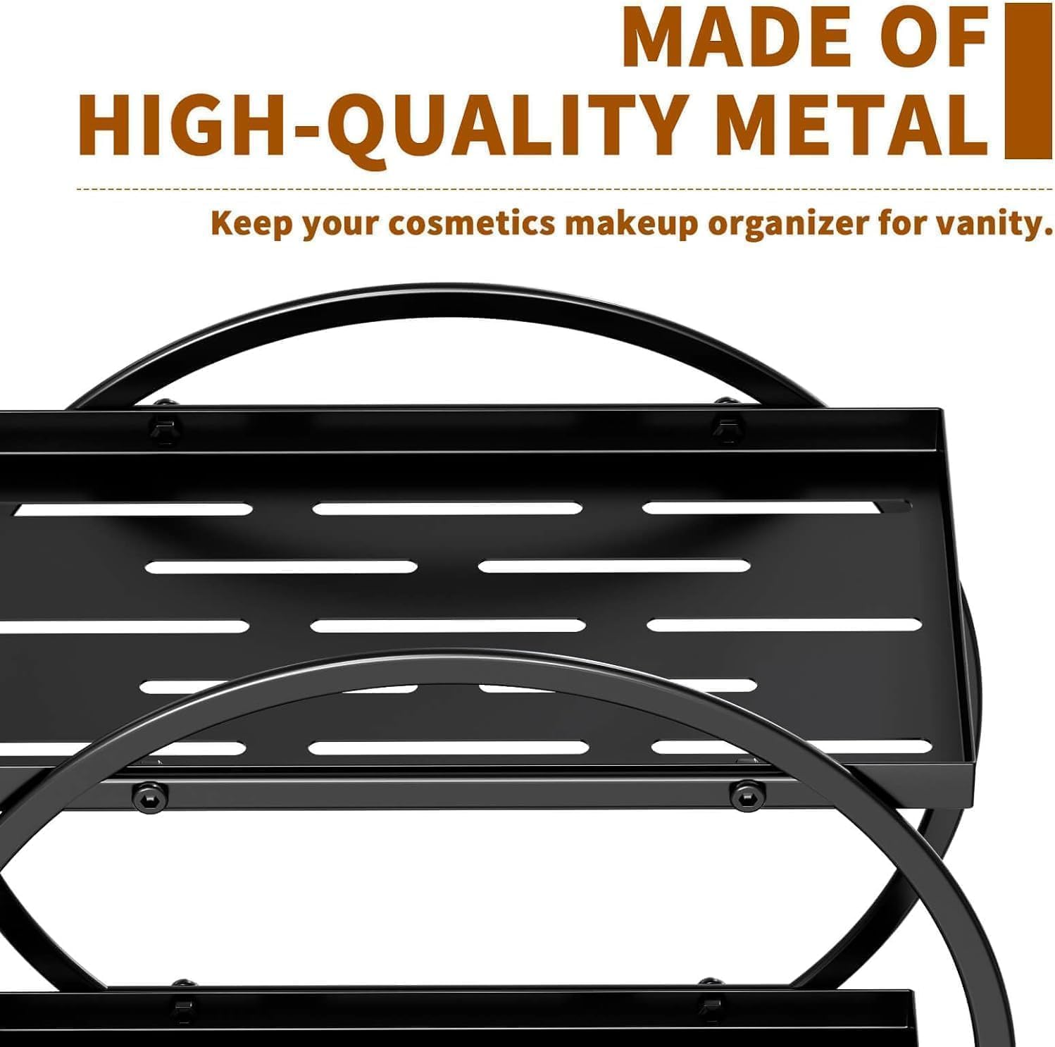 METOY Makeup Organizer and Storage, Black Perfume Organizer for Bathroom Organizer Vanity Skincare Organizers, 2 Tier Cosmetic Display Tray for Bathroom Counter Organizer, Make up Storage (Black) - Black image number 3