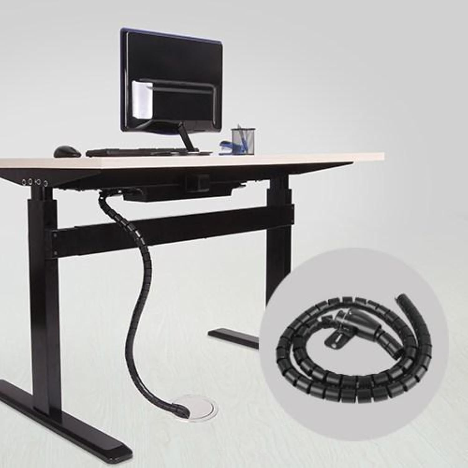 Brateck Coiled Tube Cable Sleeve, Black, 1000 X 30 Mm image number 1