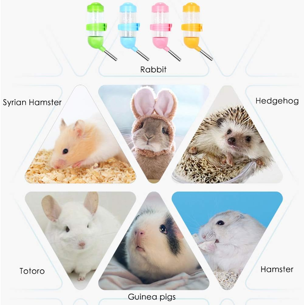 Geluode 4 Pcs 80Ml Hamster Water Bottles,No Grip Hanging Water Dispenser Small Animal Automatic Water Feeder for Hamster,Rabbit, Guinea Pig, Squirrel,Small Animal image number 5