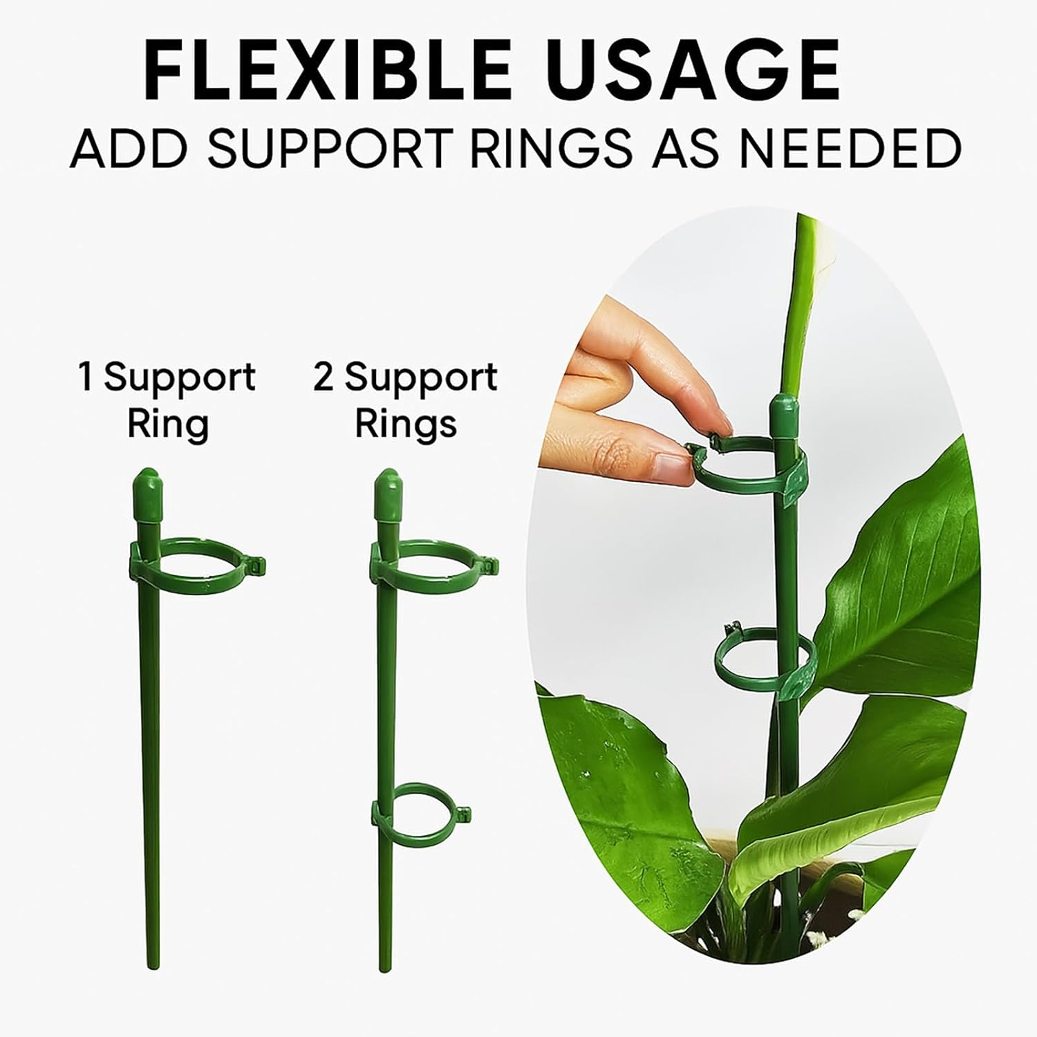 SYGELER Plant Stake Support,20 Pcs Plant Sticks,Adjustable Garden Stakes,Garden Green Bendable Single Stem Plant Support Stakes for Indoor and Outdoor Plants,Potted Plants,Flowers,Orchid image number 2