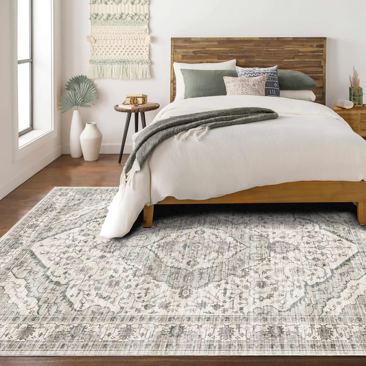 Area Rugs for Living Room Boho Large Area Rug Vintage Machine Washable Rugs Carpet Non-Slip Distressed Carpet Area Rugs Print Floor Rug Mat for Livingroom,Bedroom, Office (Creamgreen, 200X300CM) image number 1
