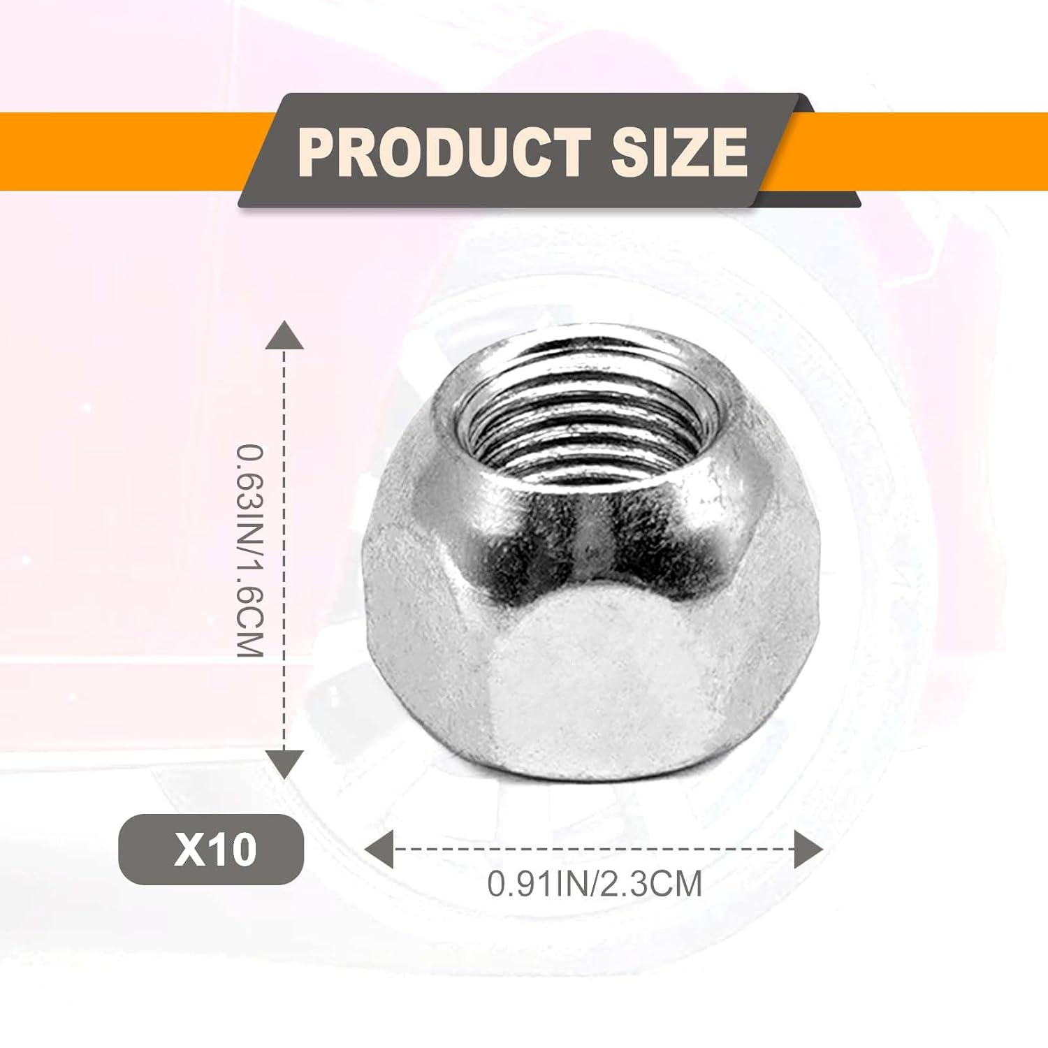 10 Pcs 1/2-20 Inch Silver Stainless Iron Trailer Open End Lug Nuts, 509 Tire Lugs Wheel Nuts, Open End Acorn Bulge Wheel Lug Nuts for Trailers