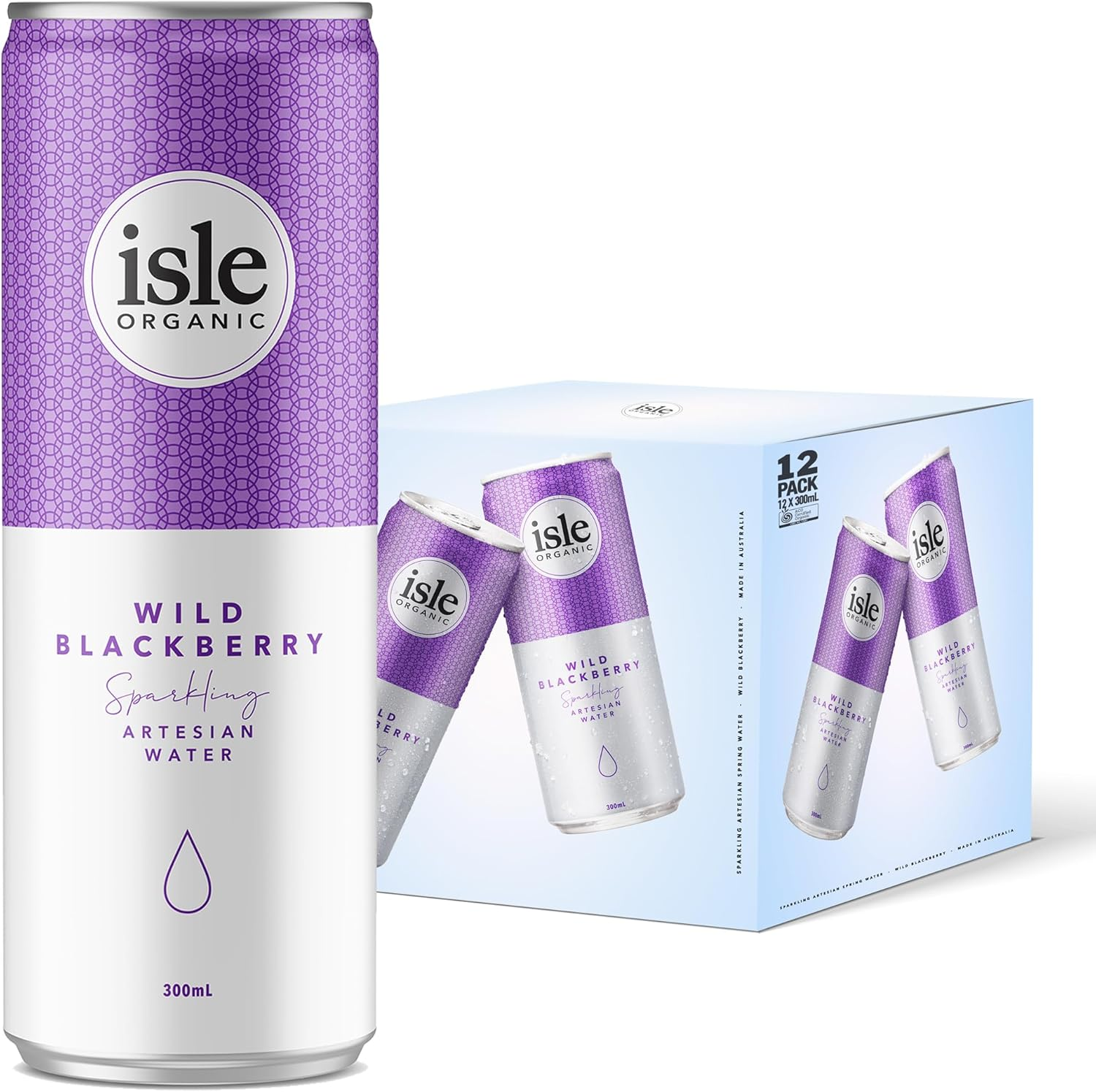 Sparkling Water, WATERMELON CRUSH, Certified Organic, Low Calorie, Flavoured Spring Water, Case of 12 Cans &ndash; Isle Organic image number 2