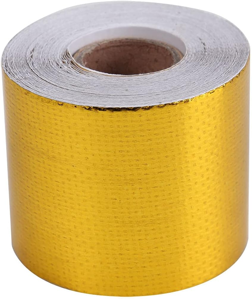 Riloer Heat Protection Tape, Gold Foil Adhesive Tape, High Temperature Heat Shield Tape, Protective Tape for Car Oil Pipe Vapour Pipe, 9 M X 5 Cm image number 2