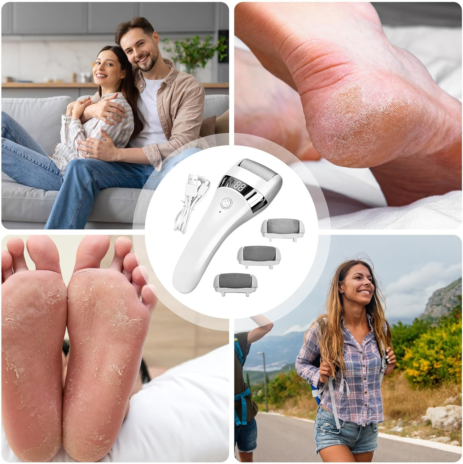 Callus Remover for Feet | Professional Waterproof Battery Display | Electric Callus Remover for Feet - for Cracked Hard Dead Skin Heel Care Home Travel Spa Women Men Birthday Christmas image number 3