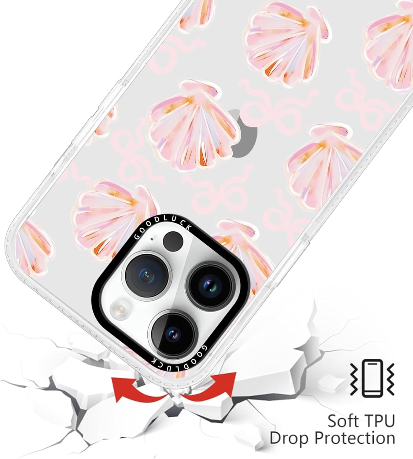 Yoedge Transparent Mobile Phone Case for Iphone 14 Pro Max Case, Aesthetic Bow Pattern, Cute Shell Design, Girls Gift, Protective Case, Silicone Hard PC Case Cover for Iphone 14Pro Max 6.7 Inches image number 5