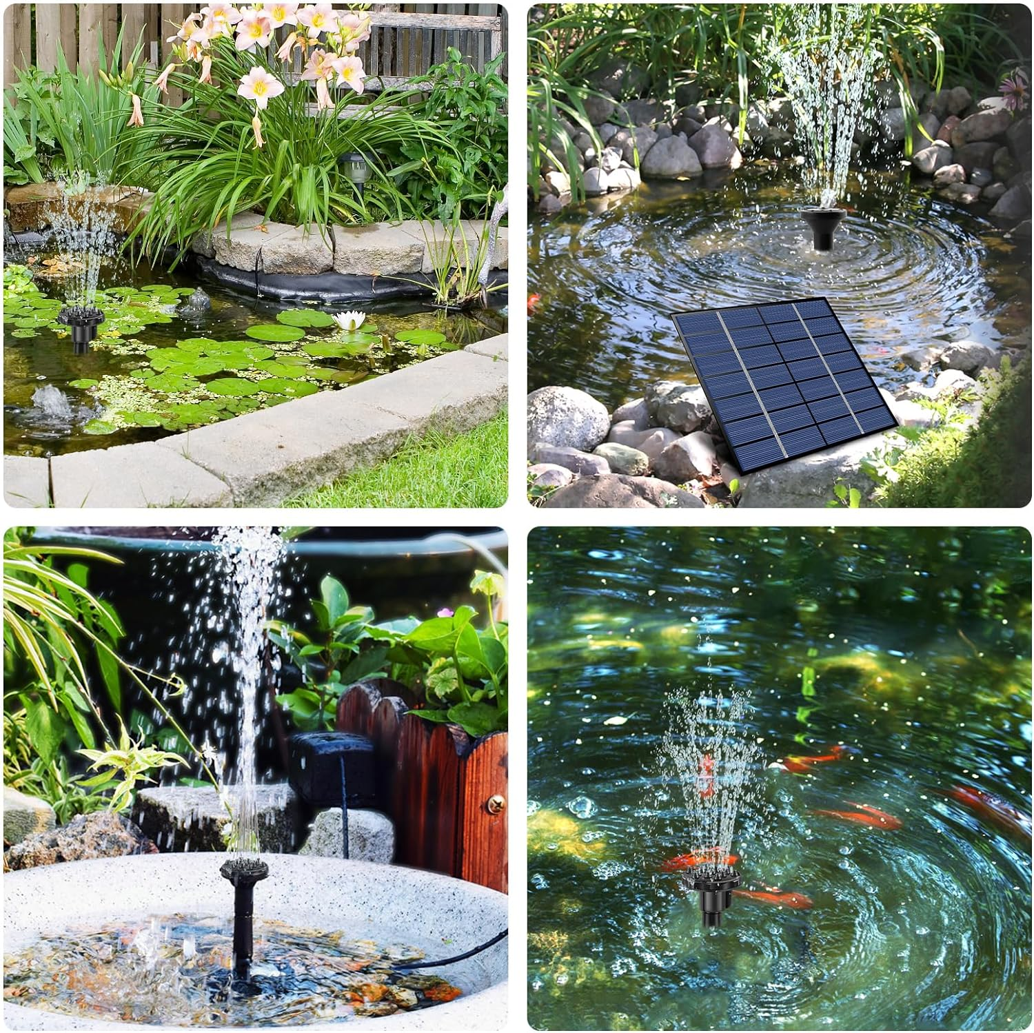 Solar Fountain Pump, Solar Bird Bath Fountain with 5 Nozzles, Solar Water Fountain, Solar Powered Water Fountain Pump, Solar Floating Fountain for Outdoor Garden Pond Pool Birdbath image number 1