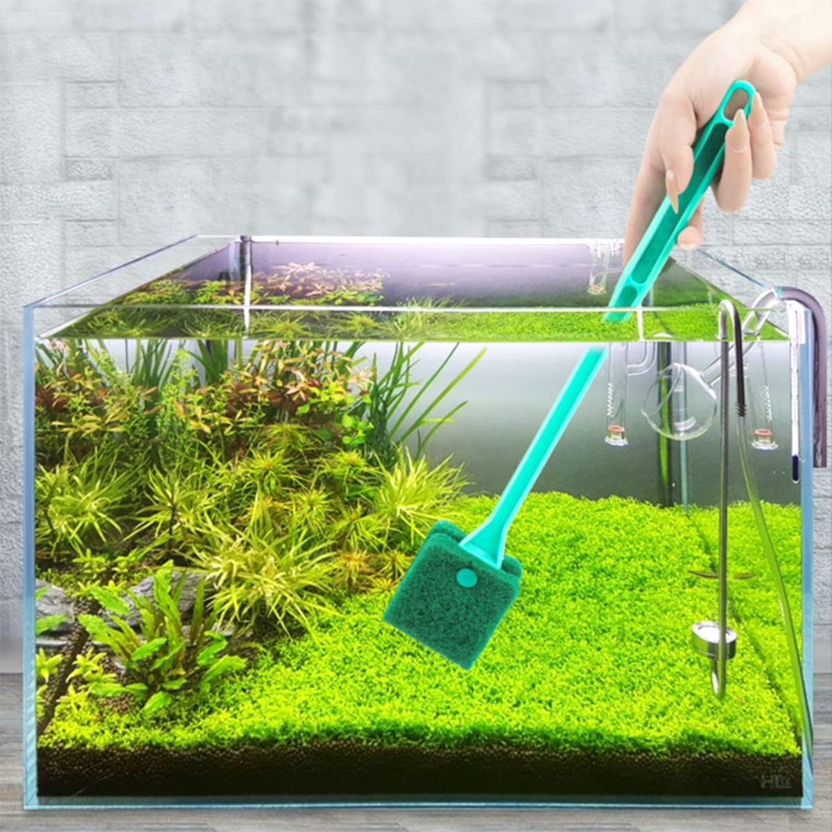 2Pcs/Set Aquarium Algae Cleaner Double Sided Sponge Brush, Long Handle Fish Tank Glass Cleaner for Aquarium Cleaning Tools image number 5