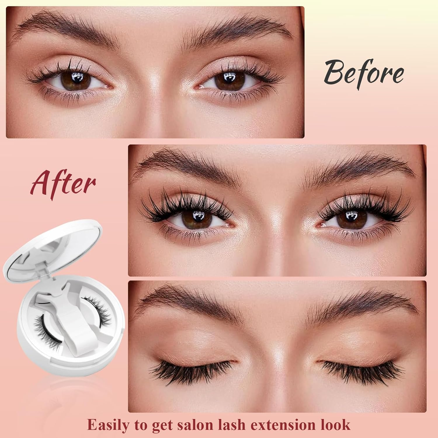 Magnetic Lashes with Applicator Magnetic Eyelashes Natural Look No Eyeliner Magnetic Eyelashes with Applicator Korean Magic Magnetic Eyelashes with Mirror and Curler image number 6