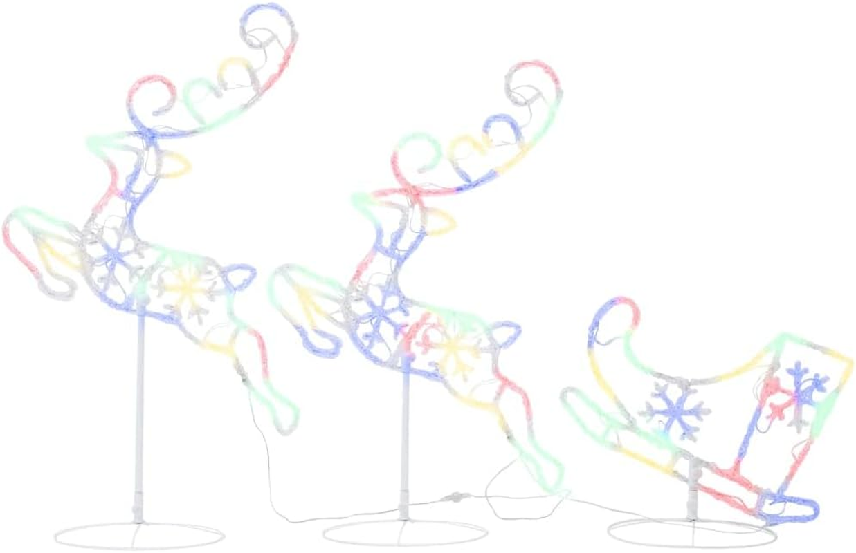 Acrylic Christmas Flying Reindeer Sleigh 260X21X87Cm Colorful Holiday Decor image number 5