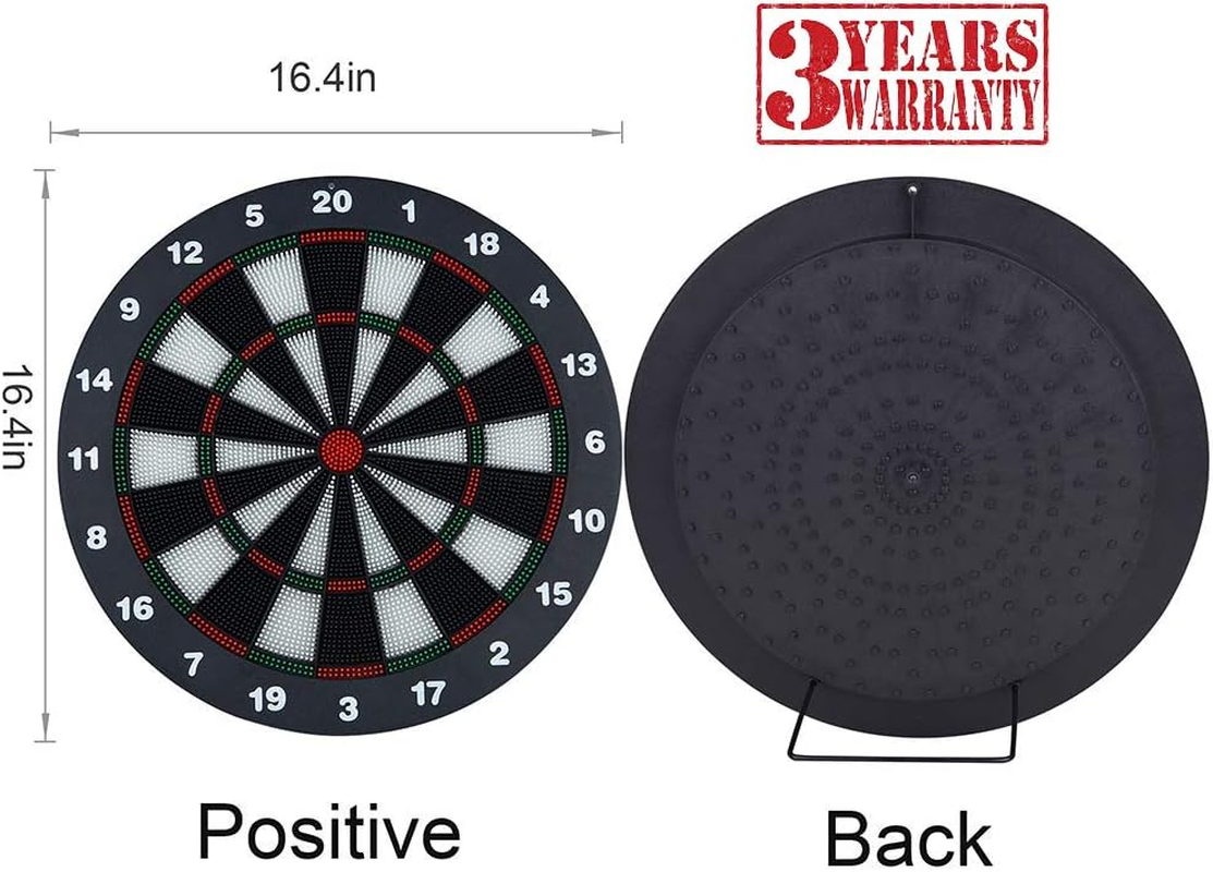 Portzon Dart Board, 16.4 Inch with 6 Rubber Safety Tip Darts Dartboard Game Set, Office Relaxing Sport & Family Leisure Time