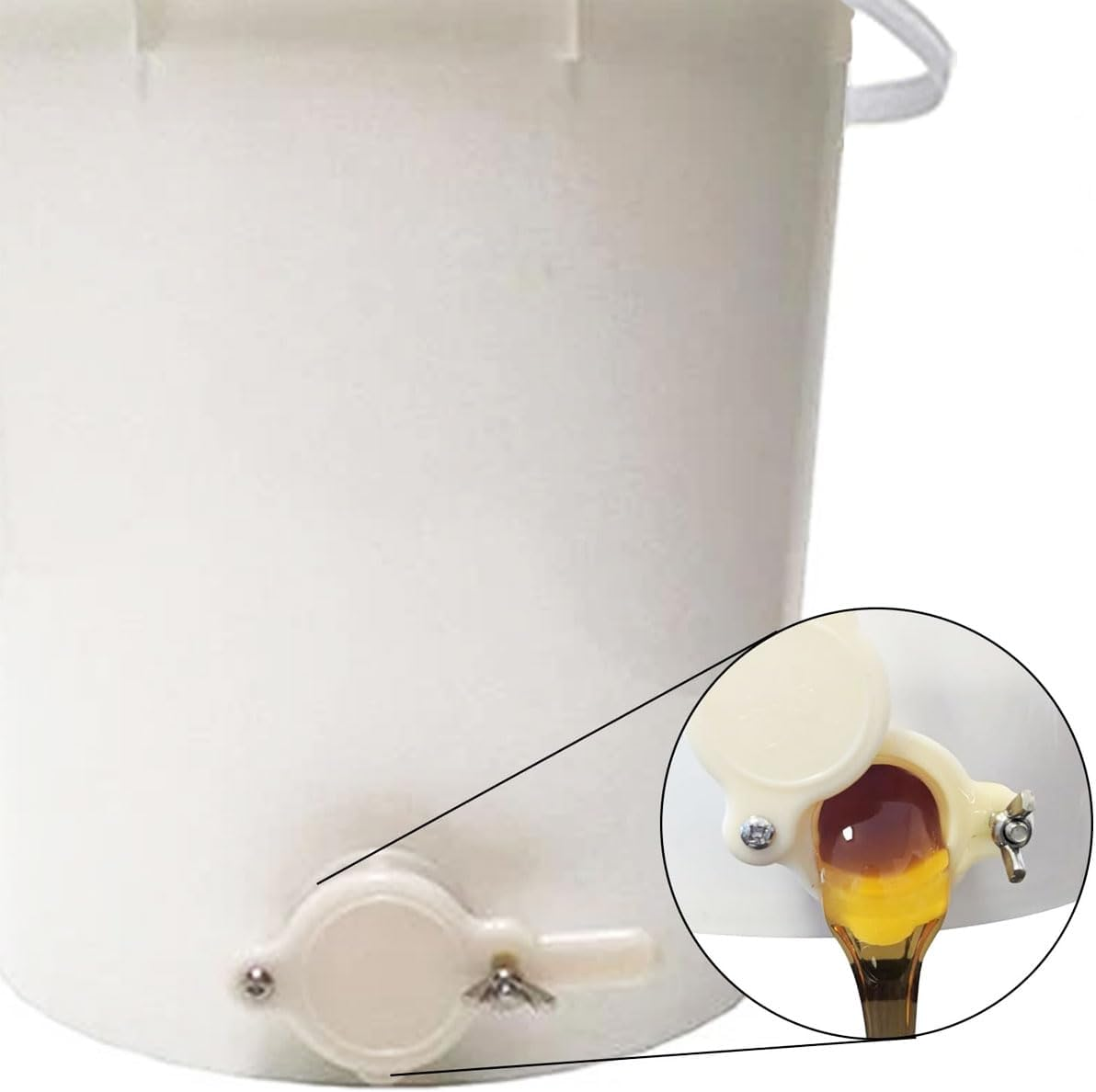 OZBEE 2 Pack Plastic Honey Bucket 20 Liter Pail with Double Seal Honey Gate, Handle & Sealed Lid | Stainless Steel Double-Layer Honey Sieve Filter, Extractor & Strainer | Beekeeping Harvesting Kit