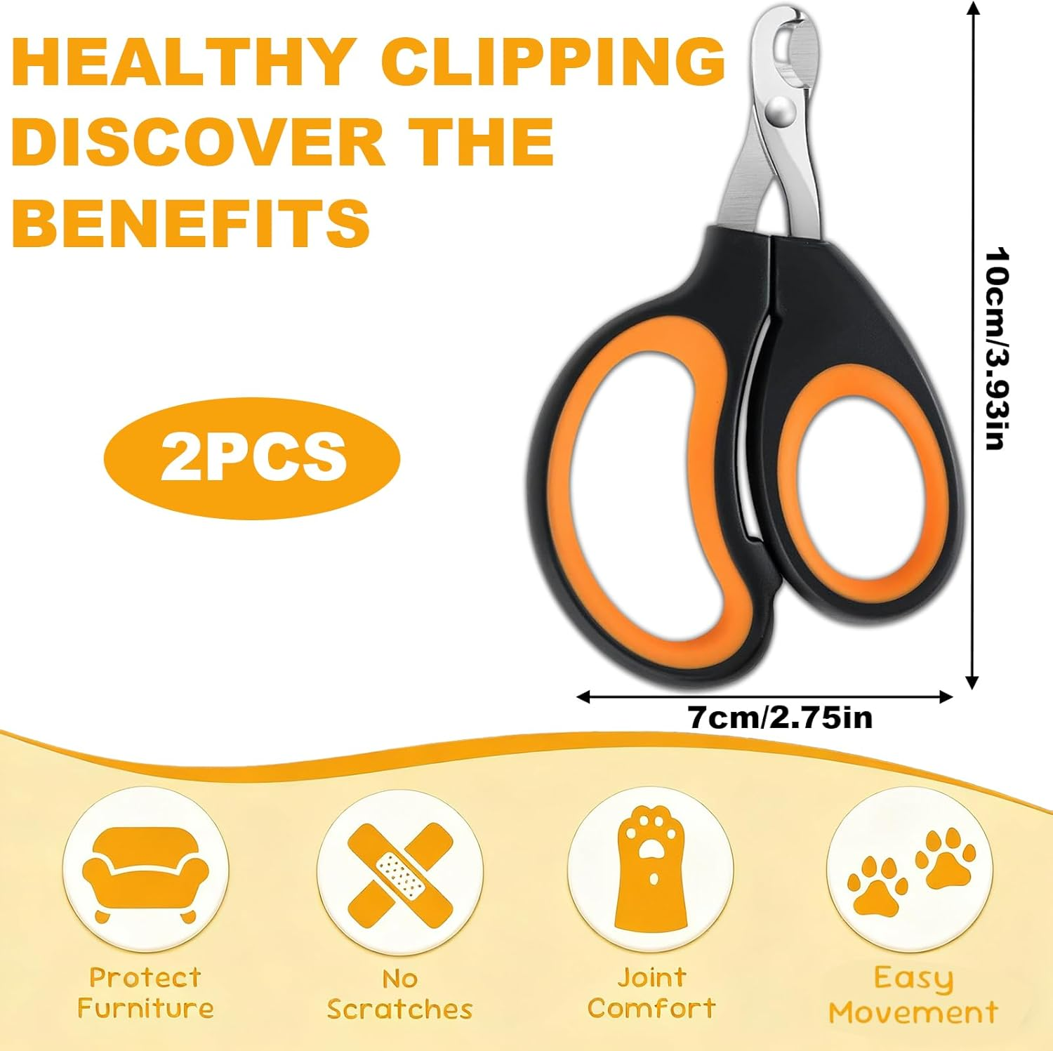 Cat Nail Clippers, 2 Pack Black Orange Pet Nail Clippers, Safe Cat Claw Clippers for Small Pets, Essential Grooming Tool for Cats and Kittens, Multi-Pet Household Use image number 5