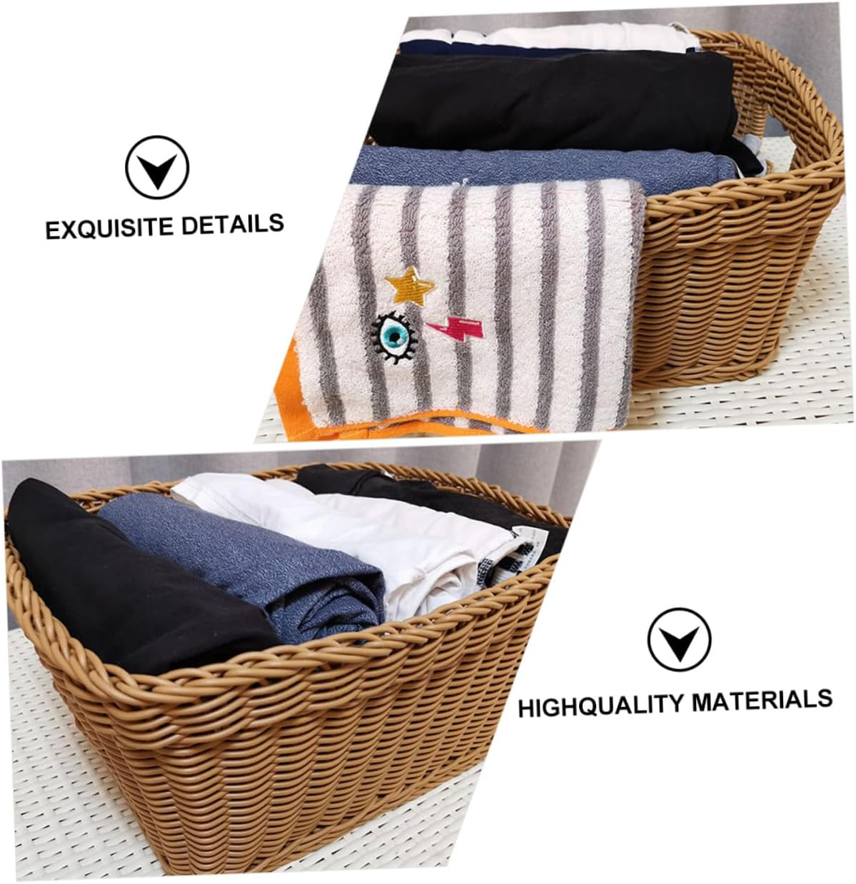 JECOMPRIS Rattan Wicker Laundry Basket 40 X 30 X 20 Storage Hamper Handle Multipurpose Decorative Basket for Clothes Bedroom image number 4