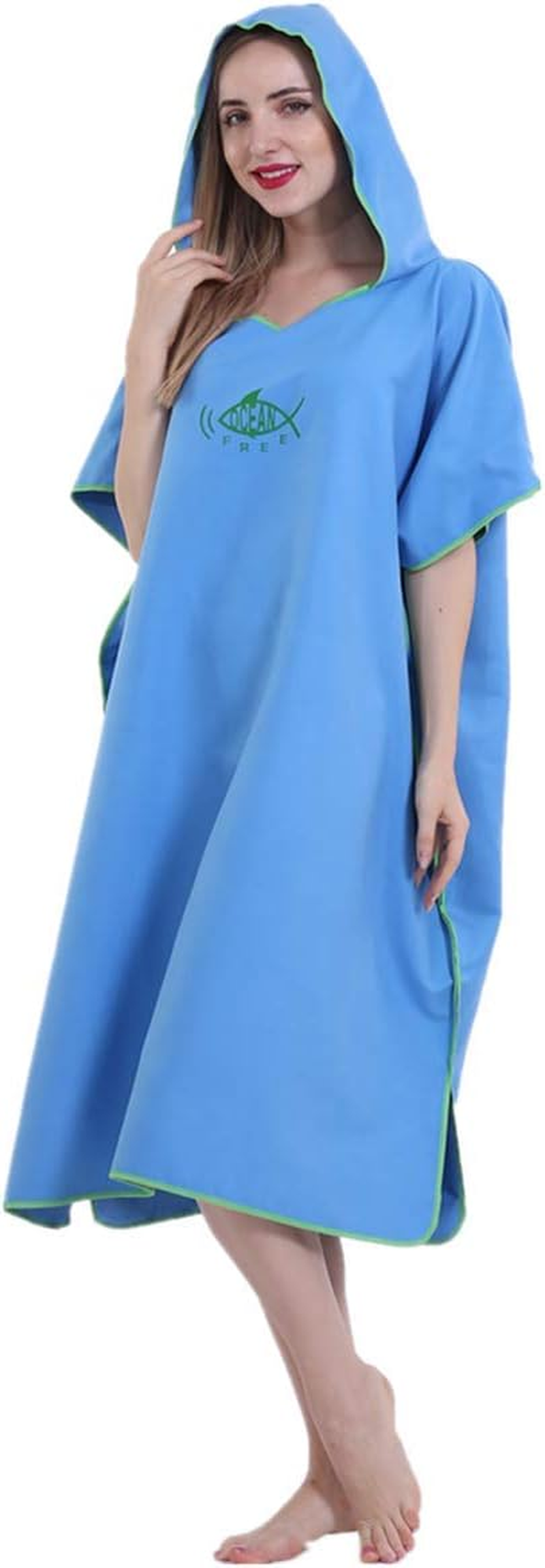 X-Labor Unisex Bath Poncho Beach Towel Microfibre Quick Drying Bathrobe Poncho with Hood Shower Towel Swimming Surfing Beach Diving Bath Resort, A-Dark Blue, One Size