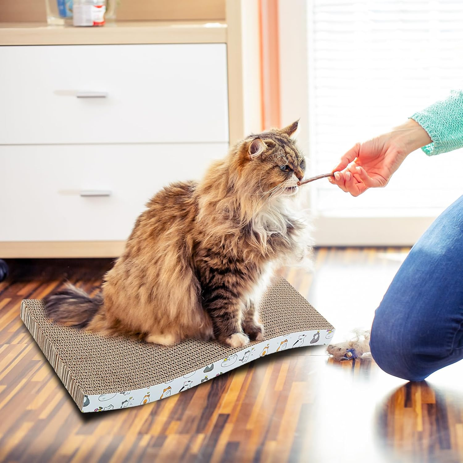 PETCUTE Cat Scratching Board, 3-In-1 Scratching Board for Cats with Premium Scratching Texture, Cat Scratching Board for Claw Care, Cat Scratching Mat, Scratching Board for Sleeping/Playing/Scratching image number 5