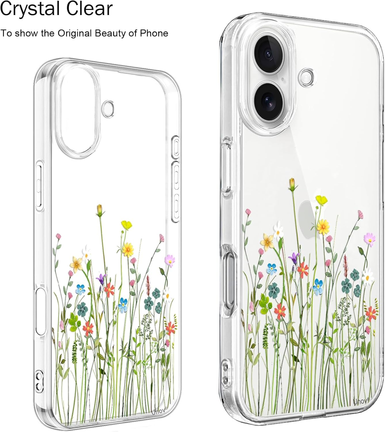 Unov Case Compatible with Iphone 17 Case Clear with Design Embossed Floral Pattern Soft TPU Bumper Slim Protective 6.3 Inch (Flower Bouquet) image number 5