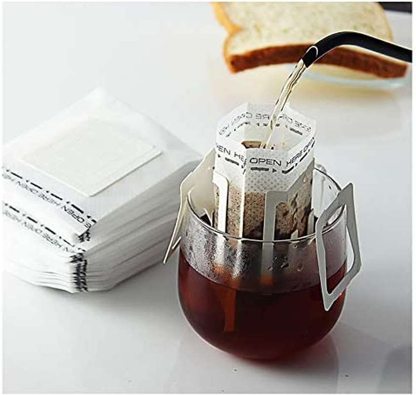 50Pcs Portable Coffee Filter Paper Hanging Ear Drip Coffee Bag - Single Serve Disposable Drip Coffee Filter - Perfect for Travel, Camping, Home, Office image number 2