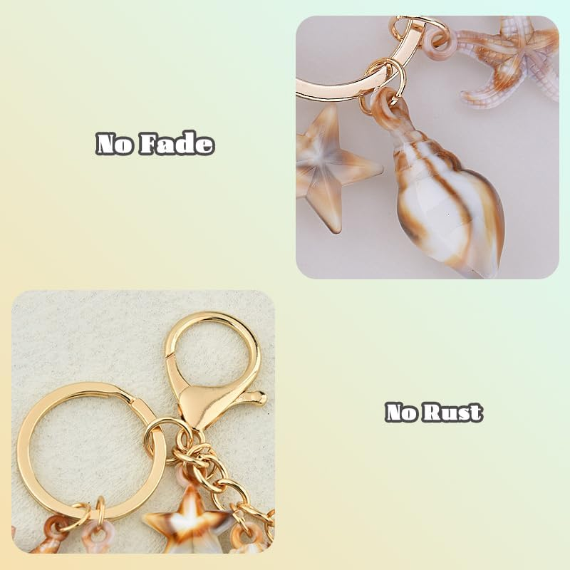 YALLNASL Seashell Bag Charms for Tote Bags Beach Accessories for Purse Backpack Men Women Inspirational Beach Keychains - Sand Set B image number 3