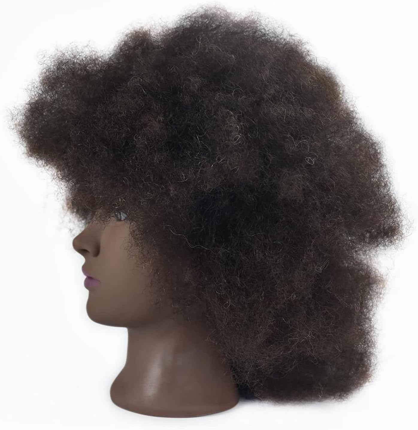 Tcwuzick Training Head African American with 100% Real Hair Mannequin Head Cosmetology Afro Hair Manicure Head for Practice Styling Braiding ... image number 1