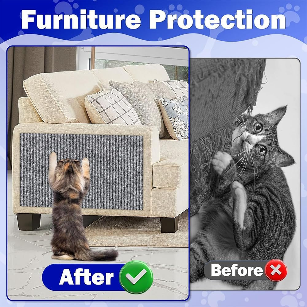 NYGHMY Cat Scratch Couch Protector (78.7"X15.75"), Wall Corner Scratcher Pad, DIY Cat Scratching Carpet, Self-Adhesive & Replaceable - Cat Furniture Protection, Cat Supplies, Protect Your Couch & Wall image number 4
