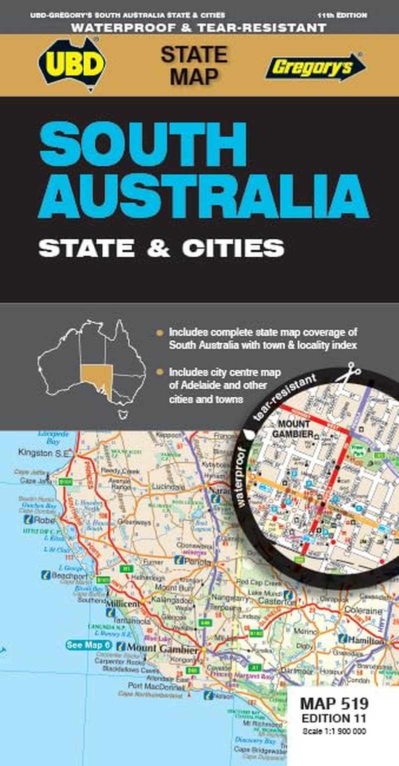 South Australia State & Cities Map 519 11Th Ed Waterproof
