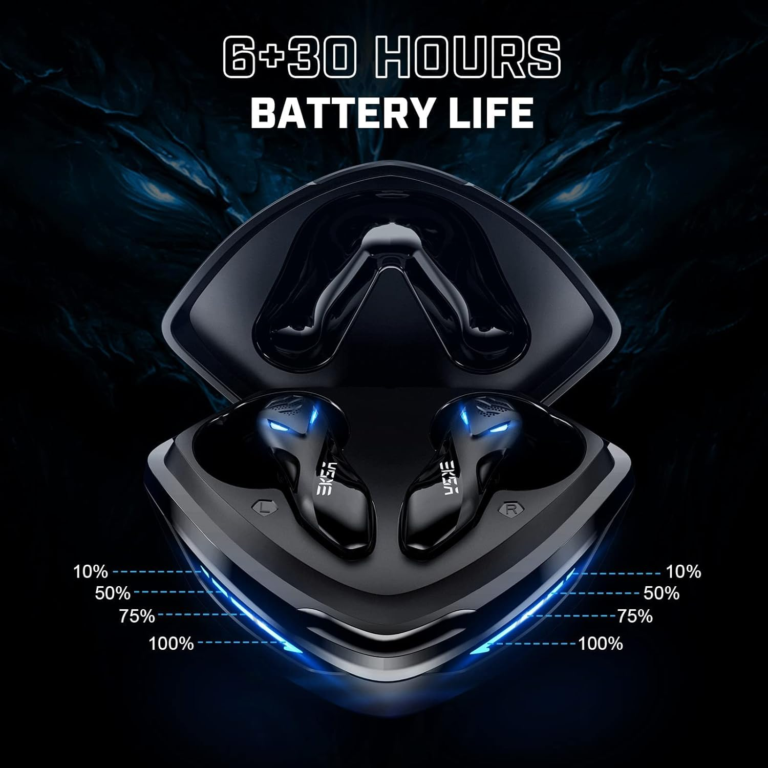 EKSA GT1 Cobra Wireless Gaming Earbuds - 38Ms Ultra-Low Latency - 36 Hours Battery Life - Game/Music Mode - Built in Mic - IPX4 Waterproof Earphones - Bluetooth in Ear Headset for PC, Mobile Phone image number 6