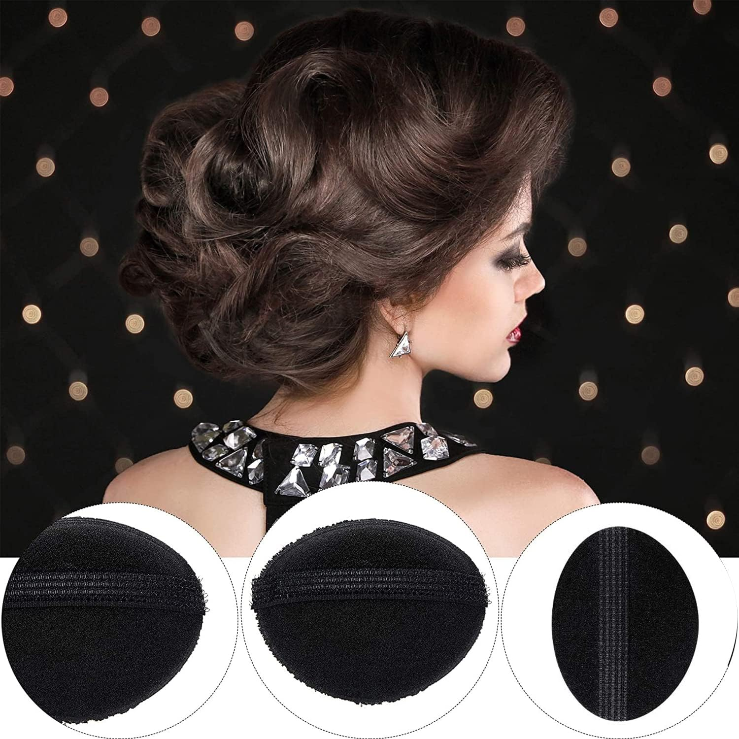 Witbicg Hair Cushions, Invisible Fluffy Hair Clip Hair Pads, Perfect Puff Hair Head Puff Hair Head Pillow Head and Face Shape, Women'S and Girls Accessories (Black, 2 Sizes) image number 2