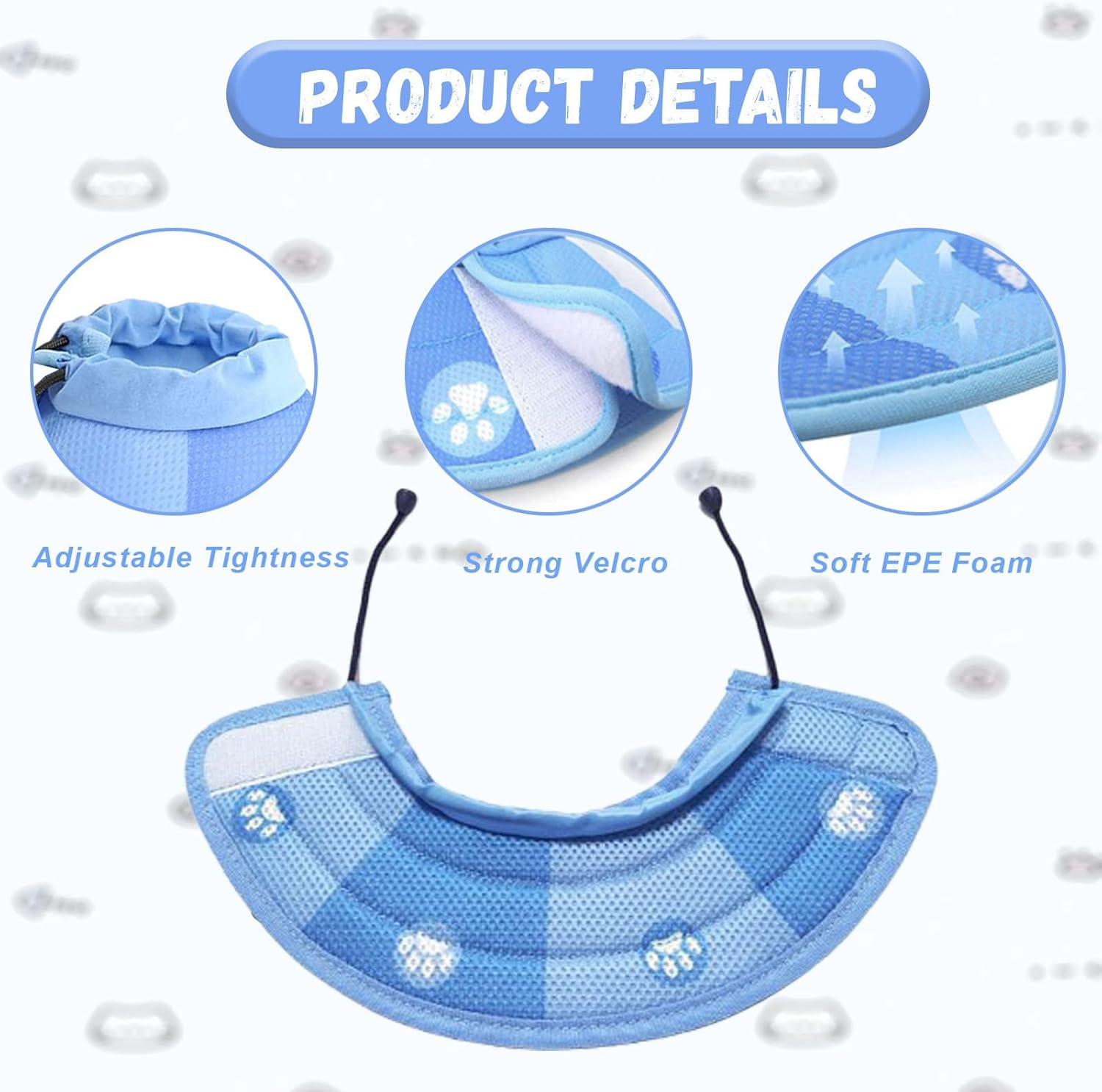 Adjustable Cat Collar, Cat, Collars for Cats, Collar for Cats, Soft Cat Collar, Cat Collar for Cats, Puppies, Prevents Licking Wounds (Blue, 14-24 Cm) image number 5