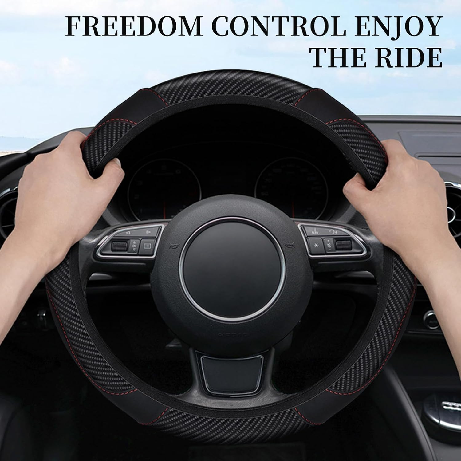 Universal Microfiber Leather Car Steering Wheel Cover - Breathable, Anti-Slip, Odorless Design for 14.5-15 Inch Steering Wheels - Premium Quality Accessory for Men and Women image number 4