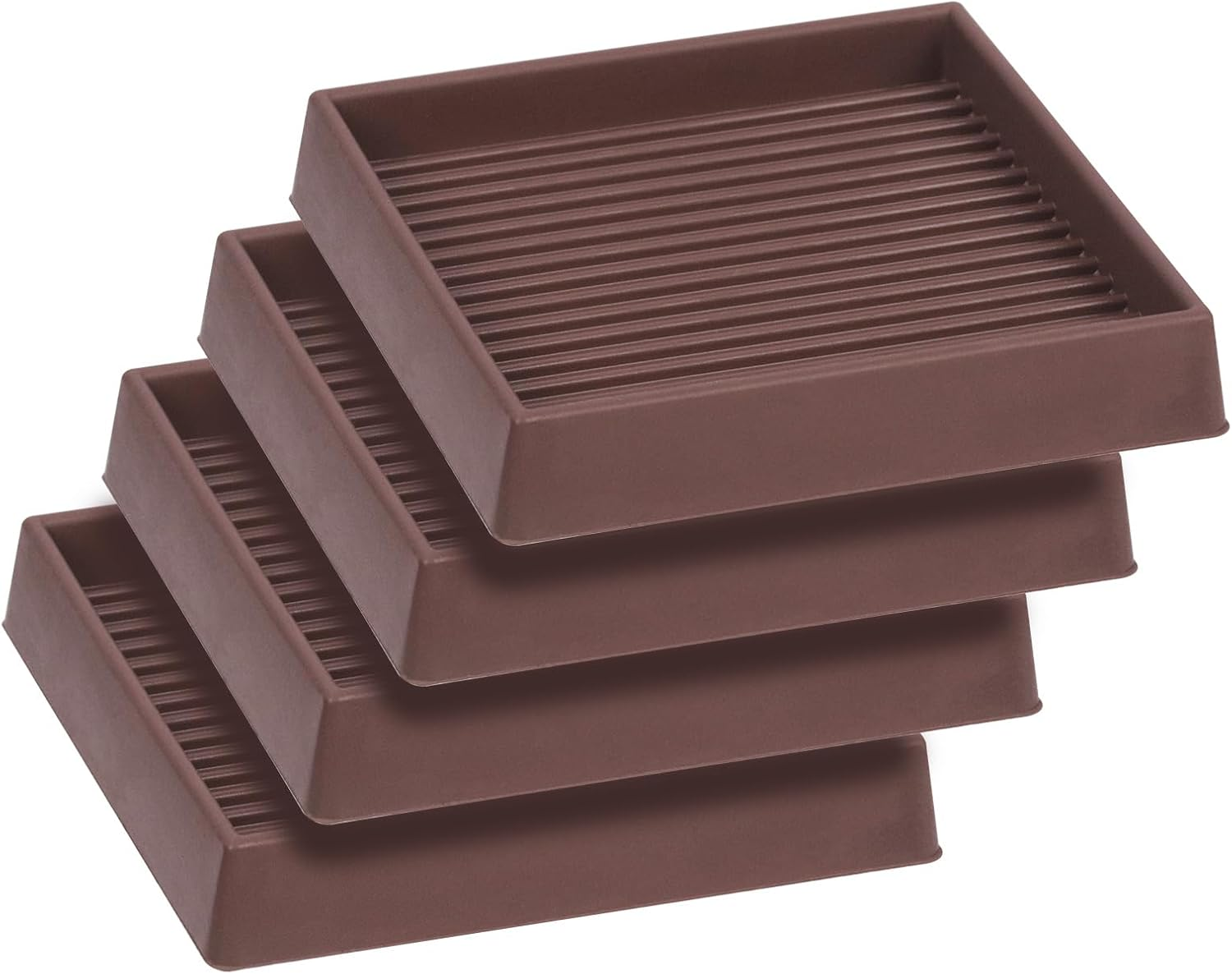 Tanstic 4Pcs 3X3 Square Rubber Furniture Caster Cups with Anti-Sliding Floor Grip Square Rubber anti Skid Caster Cups Non Slip Furniture Pads for Sofa Bed Chair(Brown) image number 6