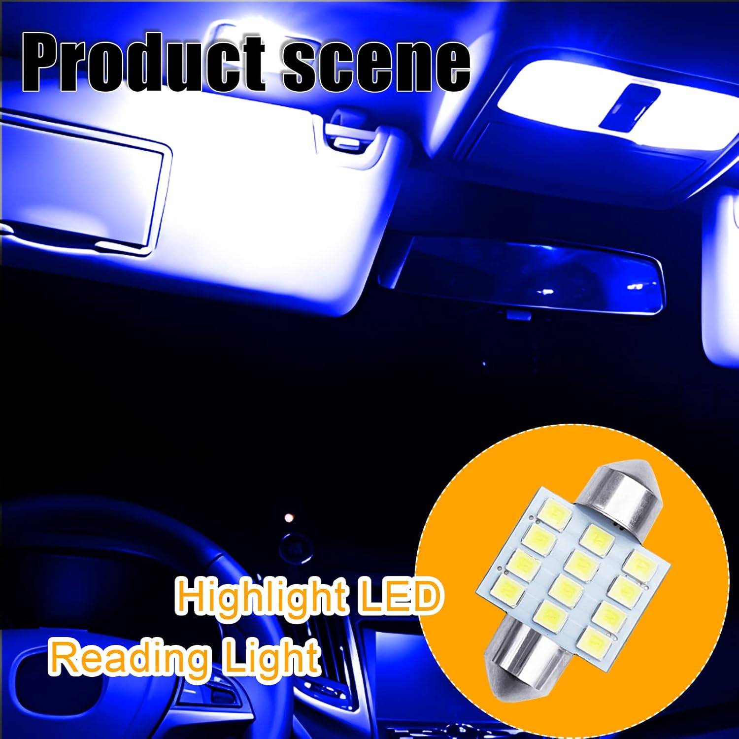 QUICTO 24Pcs Car Led Bulb, Auto Accessories Used for Car Interior Lights, Indoor Map Dome Lights, Trunk Lights, License Lights, Etc. Parts Replacement (Blue)