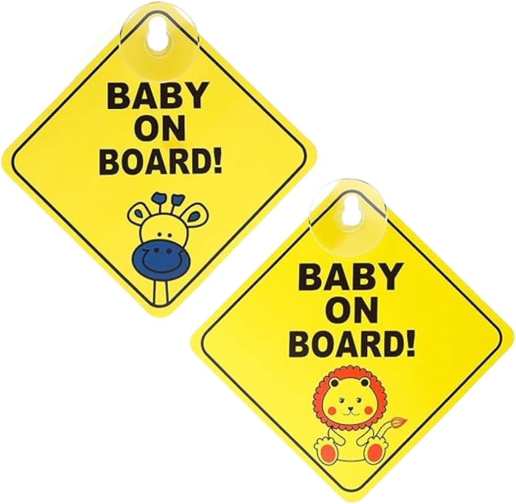 2Pcs Baby on Board Sign, Baby on Board Warning Signs with Suction Cups Baby Car Decal for Car Truck Van Window Bumper image number 4