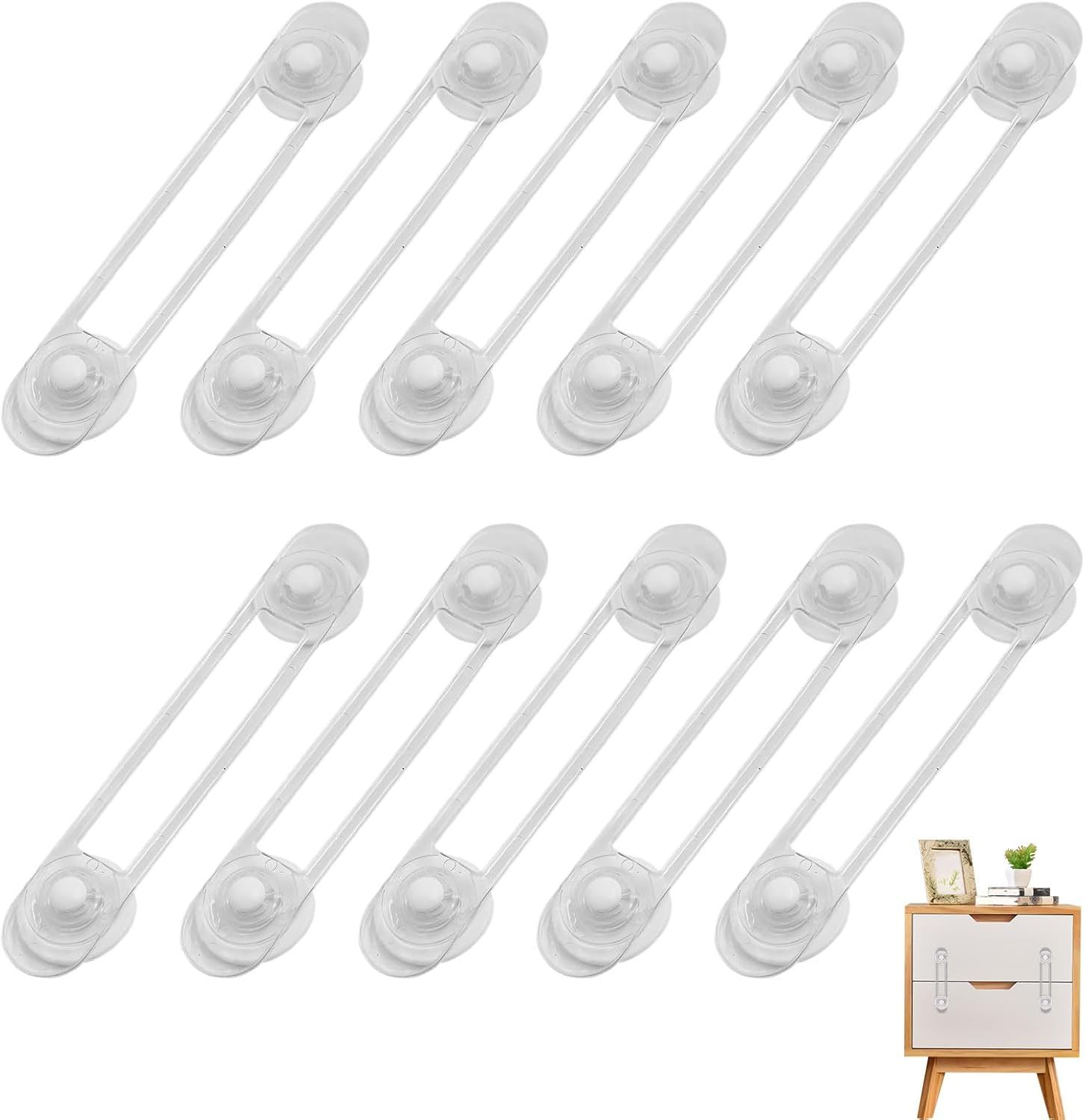 Child Safety Locks, 10Pcs Baby Proofing, 16.5Cm Baby Locks, Baby Proofing Latches to Drawer Door Fridge, Multi Use Baby Cabinet Latches, Easy to Install, No Drilling with 3M Adhesive Pads image number 4