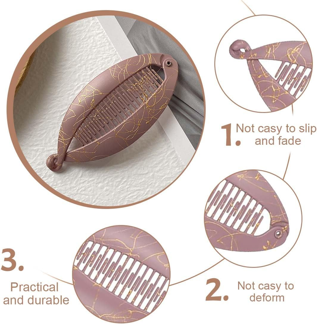 XUZOPIM Pack of 3 Banana Clips Vintage Fishtail Hair Clips Banana Hair Clips Flexible Hair Clips for Thick Hair Ideal for Ponytail and Updo Hairstyles for Women Long Curly and Straight Hair image number 3