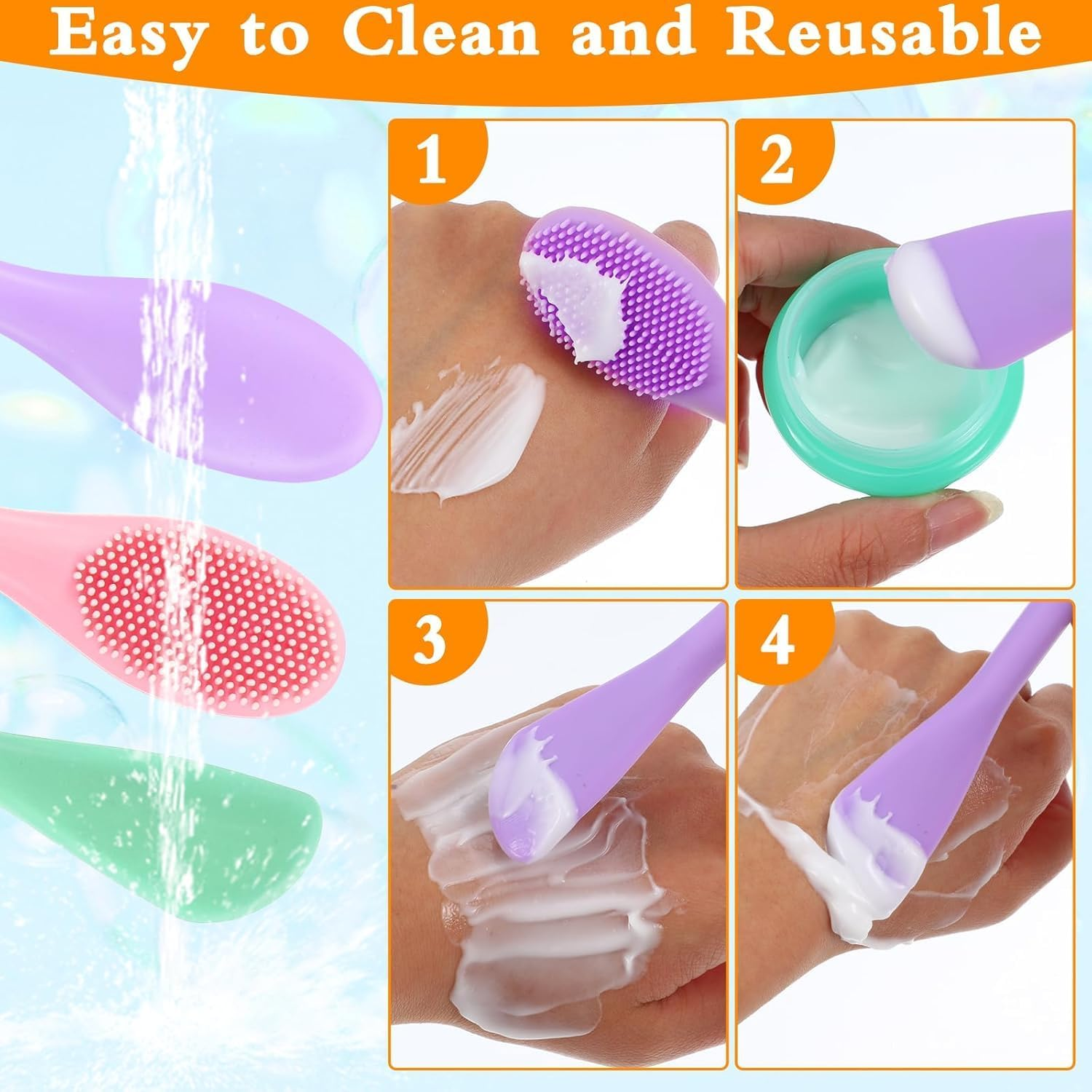 2-In-1 Cat Paw Silicone Face Scrubber, 3Pcs Face Masks Skincare Brush, Facial Cleansing Brush Set, Silicone Face Cleaning Brush Set image number 5