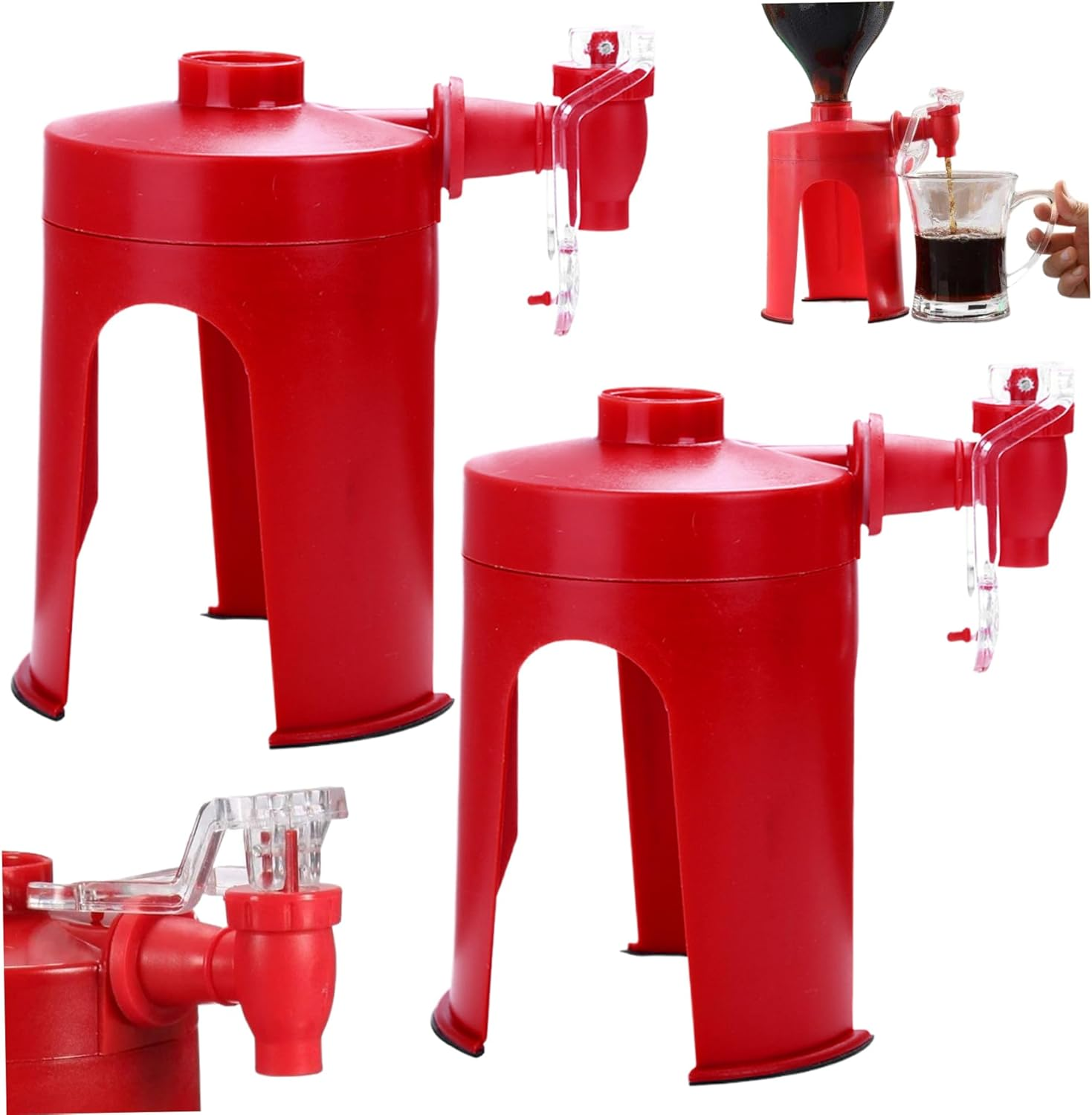 Soda Dispenser, 2PCS Plastic Upside down Soda Bottle Dispenser with Tap, Leakproof Drink Bottle Inverted Drinking Fountain Non Slip Touchless Beverage Machine for Party Home Bar- image number 2