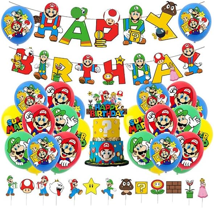 Mario Birthday Party Decorations - Super Mario Bros Cake Decorations, Balloons, Banner and Party Supplies image number 6