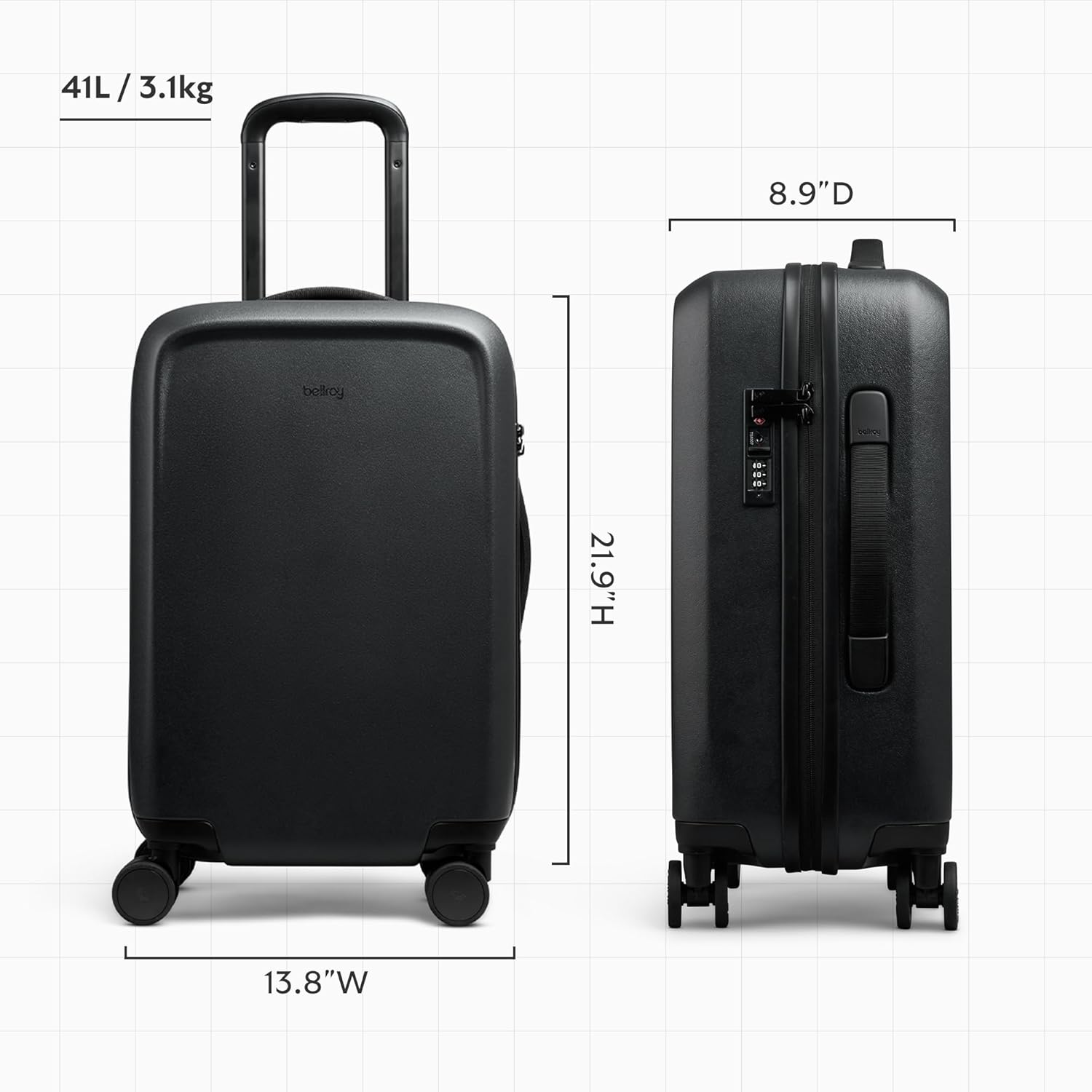 Bellroy Transit Carry-On (41L Carry-On Luggage, with Hard Shell and Removable Packing Cells) - Black - Black image number 3