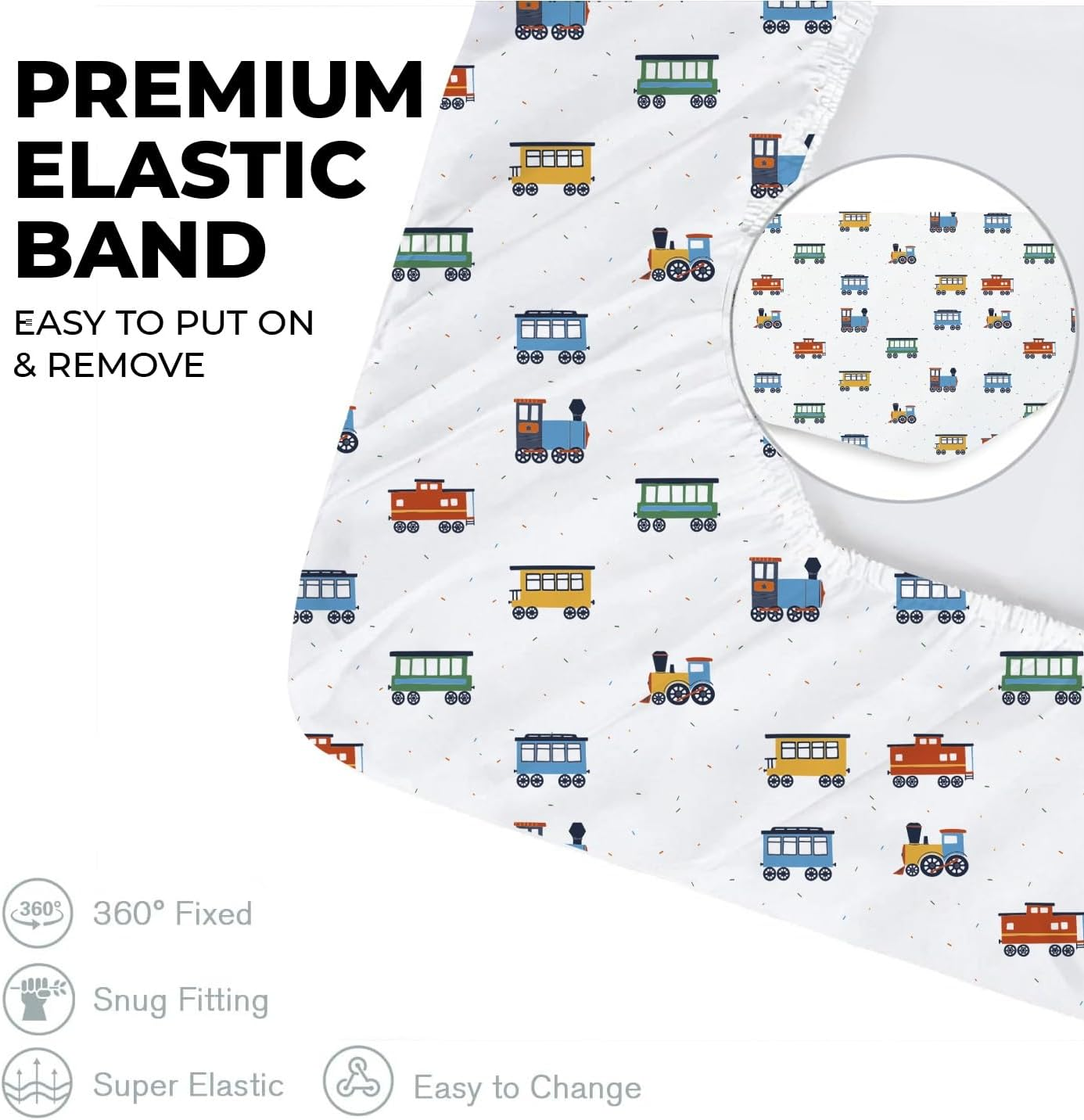 Waterproof Crib Sheets for Boys, Girls - 2-Pack 100% Cotton Cot Sheet. image number 2