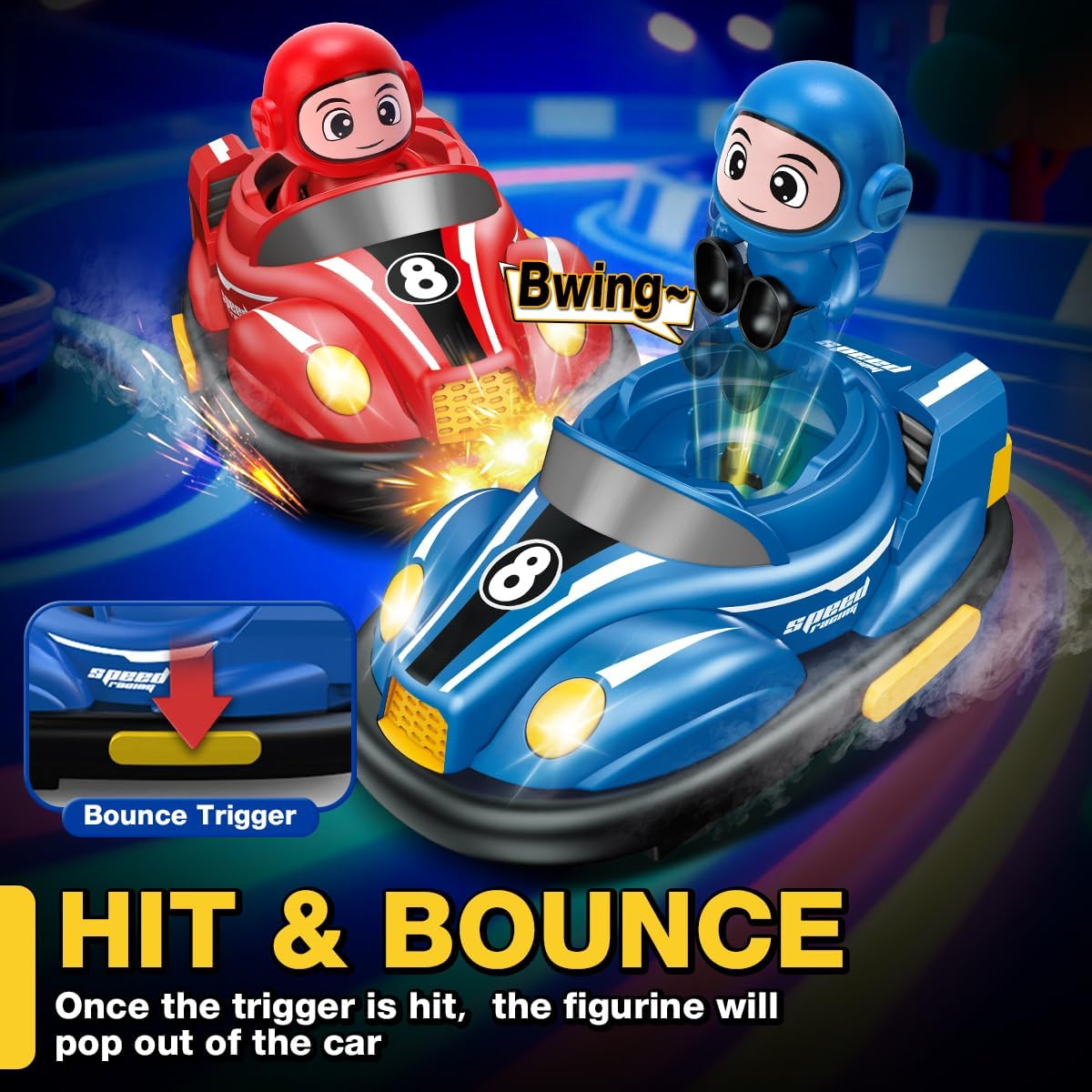 Remote Control Bumper Car Toy Set of 2 Players，Mini RC Car with Light & Sound Effect 360&deg; Rotating，Bump and Eject Toddler Toys ，Christmas Birthday Gifts for Kids Boys Girls 3-4 4-6 5-7 8-13 image number 2