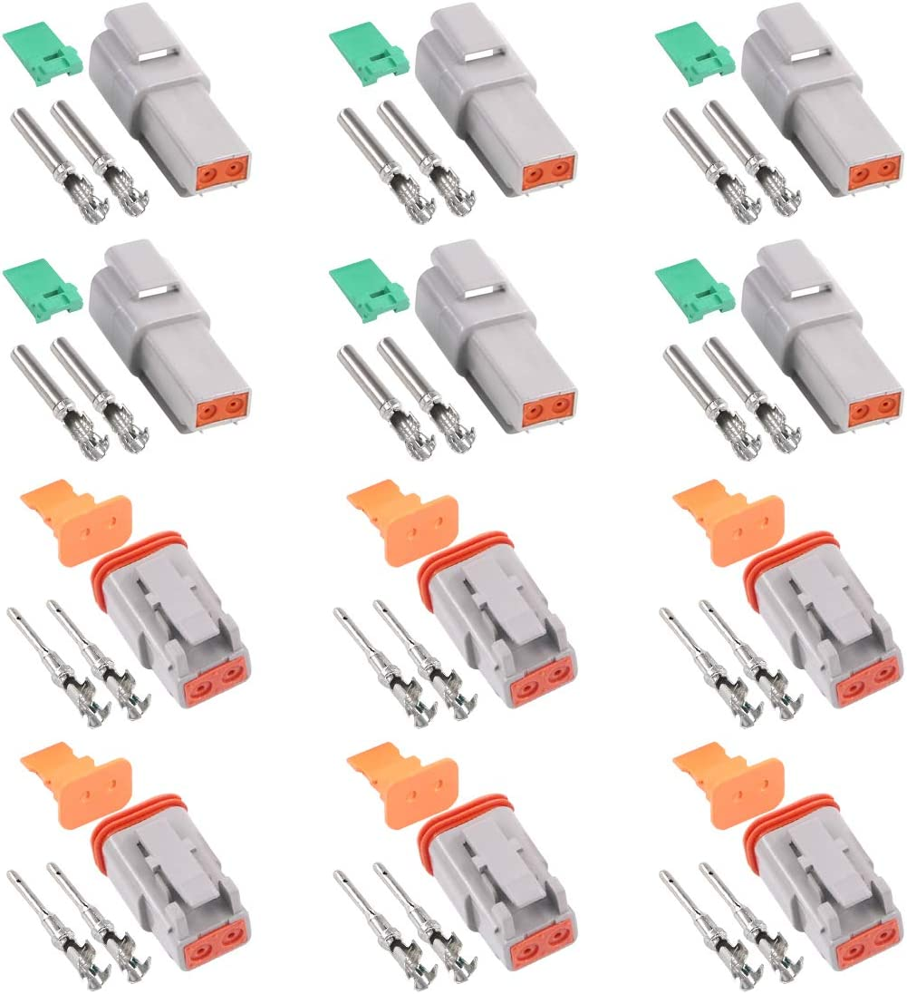 Glarks 30Pcs 2 Pin Way Sealed Gray Male and Female Auto Waterproof Electrical Wire Connector Plug 22-16AWG Connector for Motorcycle, Scooter, Car, Truck, Boats image number 4