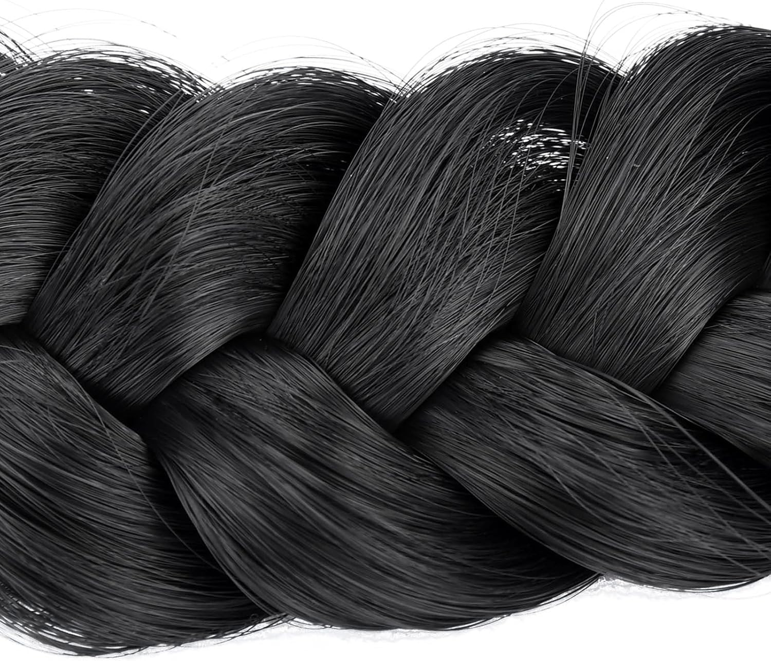 Gledola Messy Synthetic Hair Braided Headband Classic Chunky Wide Braided Headband (Black) image number 5